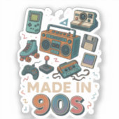 Made In 90s Retro Technology Nostalgia Birthday シール (正面)
