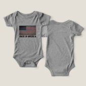 Made in America baby bodysuit with American flag (デザイン正面&裏面)