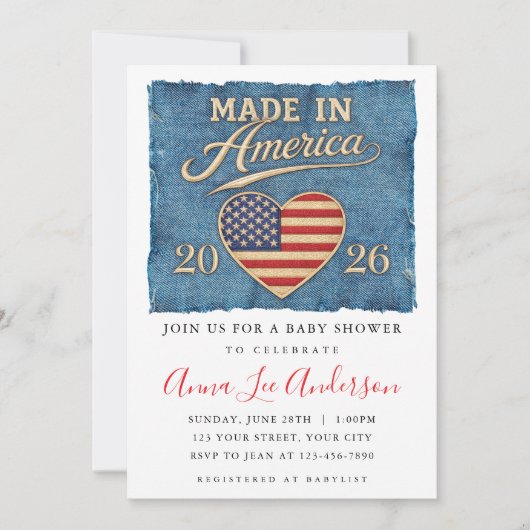 Made In America Baby Shower Invitation 招待状 (正面)