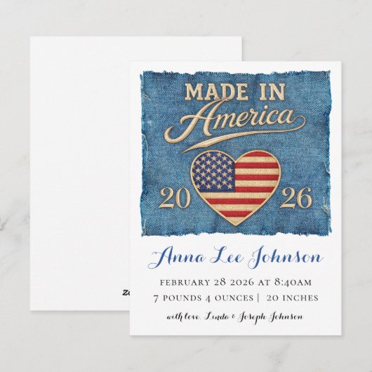 Made in America Birth Announcement シーズンカード (正面/裏面)