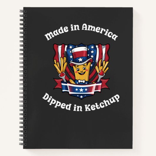 Made in America Dipped in Ketchup Funny Patriot ノートブック (正面)