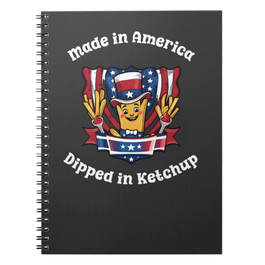 Made in America Dipped in Ketchup Funny Patriot ノートブック (正面)
