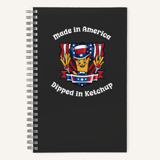 Made in America Dipped in Ketchup Funny Patriot ノートブック (正面)