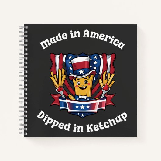 Made in America Dipped in Ketchup Funny Patriot ノートブック (正面)