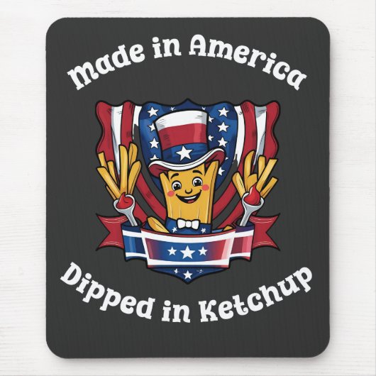 Made in America Dipped in Ketchup Funny Patriot マウスパッド (正面)