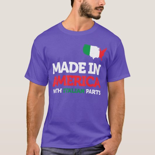 Made in America with Italian Parts Italy Pride Gif Tシャツ (正面)