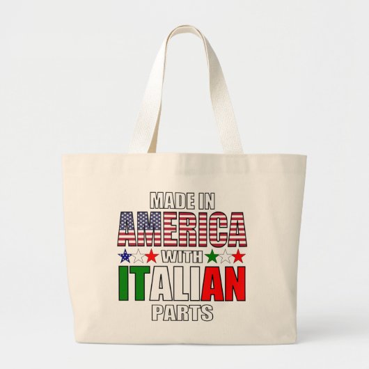 Made in America with Parts(パーツ付きアメリカ製イタリアン) ラージトートバッグ (正面)
