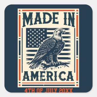 Made in American Flag Eagle 7月4日 スクエアシール