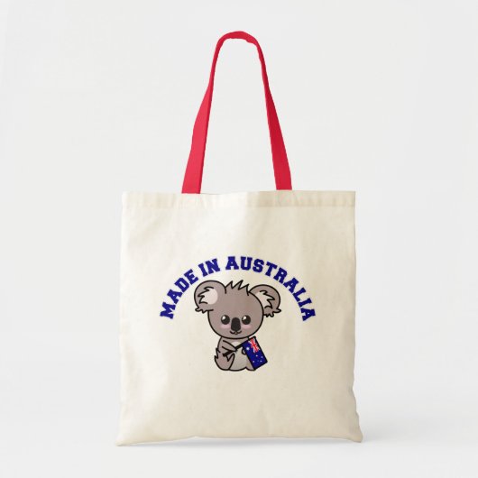 Made In Australia: Koala Holding Australian Flag トートバッグ (正面)