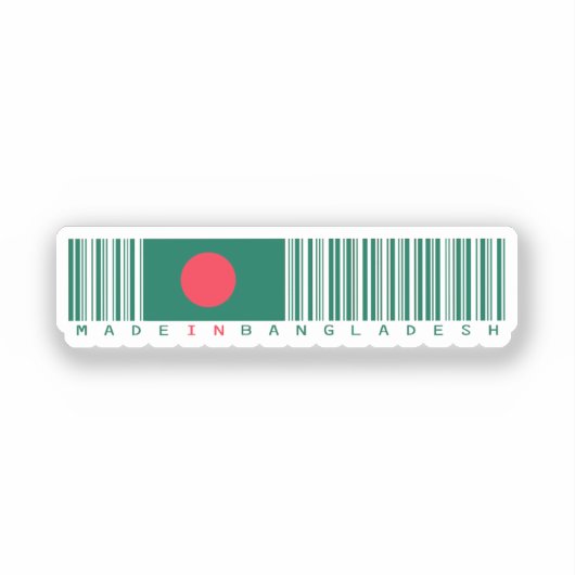 Made in Bangladesh Barcode Flag Sticker シール (正面)