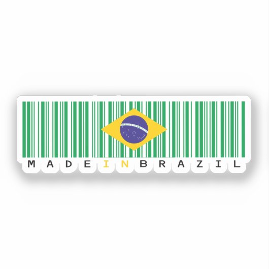 Made in Brazil Barcode Flag Sticker シール (正面)
