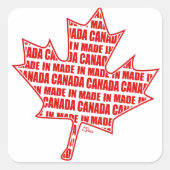 Made in Canada Red Maple Leafステッカー スクエアシール (正面)