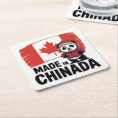 Made in Chinada Panda – Chinese Canadian スクエアペーパーコースター (アングル)