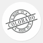 Made In Coloradoスタンプスタイルロゴ ラウンドシール (正面)