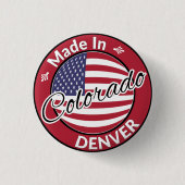 Made in Denver Colorado USA Flag 缶バッジ (正面)