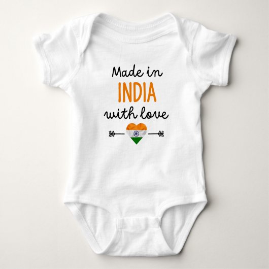 Made in India with Love ベビーボディスーツ (正面)
