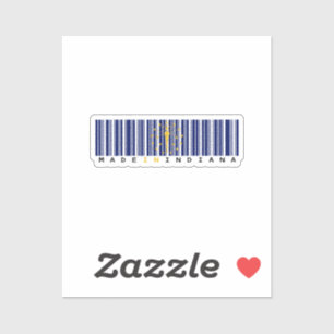 Made in Indiana Barcode Flagステッカー – 州のプライド シール