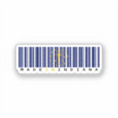 Made in Indiana Barcode Flagステッカー – 州のプライド シール (正面)