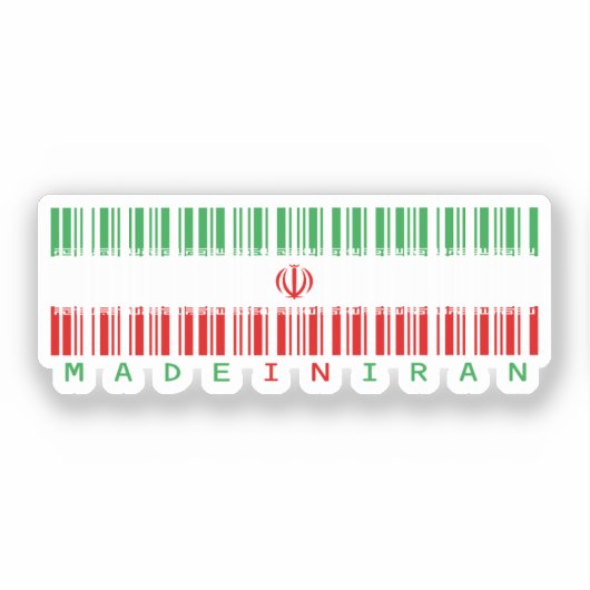 Made in Iran Barcode Flag Sticker シール (正面)
