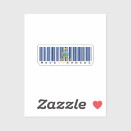 Made in Kansas Barcode Flag Sticker -州のプライド シール
