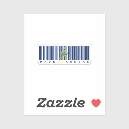 Made in Kansas Barcode Flag Sticker -州のプライド シール (シート)