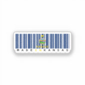 Made in Kansas Barcode Flag Sticker -州のプライド シール (正面)