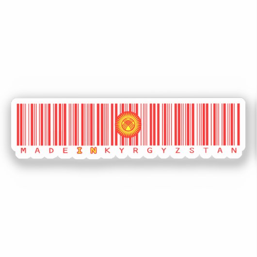 Made in Kyrgyzstan Barcode Flag Sticker シール (正面)