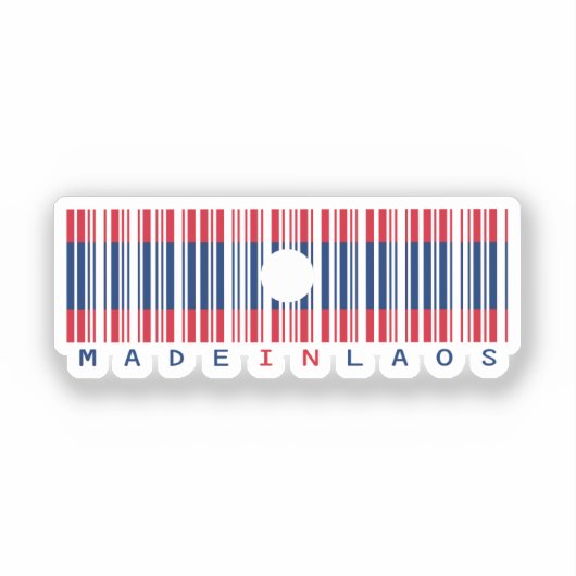 Made in Laos Barcode Flag Sticker シール (正面)