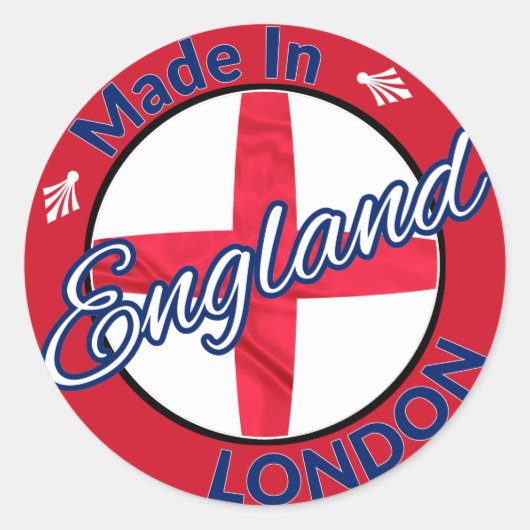 Made in London England St George Flag ラウンドシール (正面)