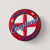 Made in London England St George Flag 缶バッジ (正面)