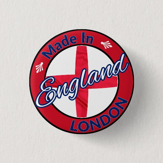 Made in London England St George Flag 缶バッジ (正面)