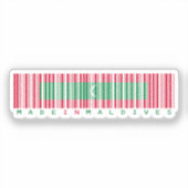 Made in Maldives Barcode Flag Design シール (正面)