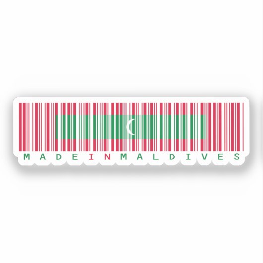 Made in Maldives Barcode Flag Design シール (正面)