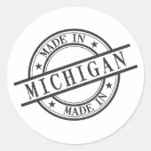 Made In Michigan Round Stamp Logo Yooper Black ラウンドシール (正面)