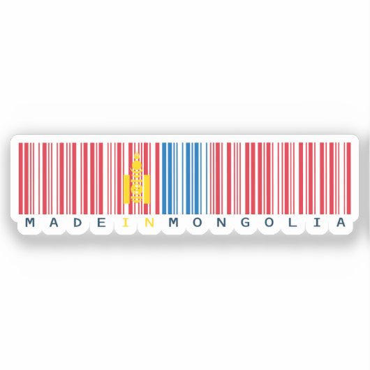 Made in Mongolia Barcode Flag Design シール (正面)
