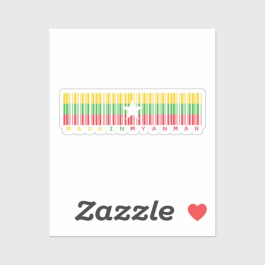 Made in Myanmar Barcode Flag Design シール (シート)