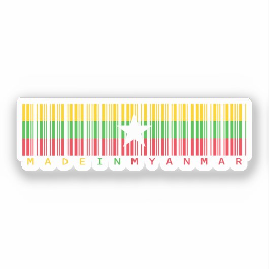 Made in Myanmar Barcode Flag Design シール (正面)