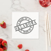 Made In Oklahomaスタンプスタイルロゴ黒 スタンダードカクテルナプキン (インサイチュ)