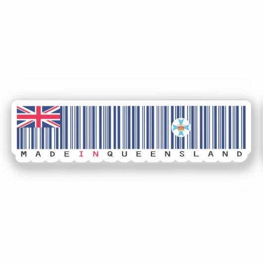 Made in Queensland Barcode Flag Sticker シール (正面)