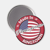Made in Ringtown Pennsylvania USA Flag マグネット (正面/裏面)