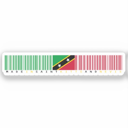 Made in Saint Kitts and Nevis Barcode Flag シール (正面)