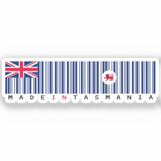 Made in Tasmania Barcode Flag Sticker シール (正面)