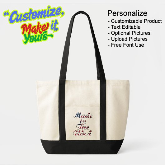 Made in the USA Natural & Black Tote Bag トートバッグ