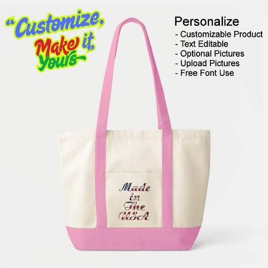 Made in the USA Natural & Pink Tote Bag トートバッグ