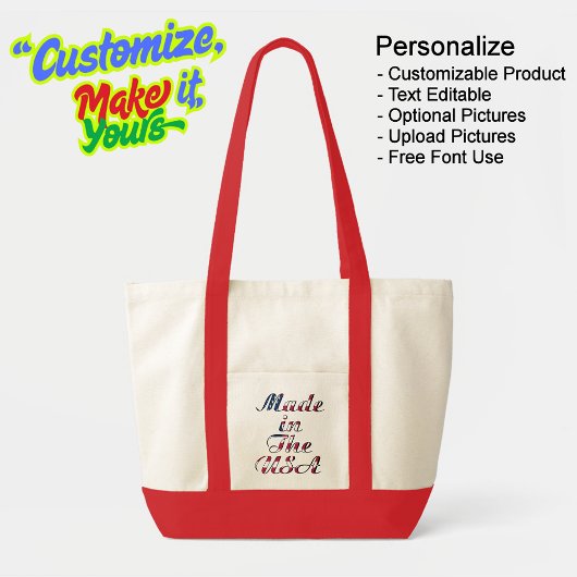 Made in the USA Natural & Red Tote Bag トートバッグ