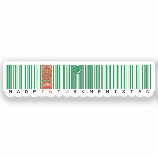 Made in Turkmenistan Barcode Flag Design シール (正面)