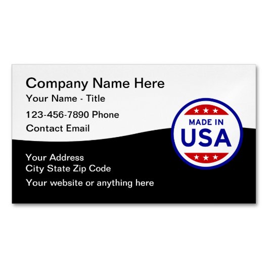 Made In USAロゴ磁気名刺 マグネット名刺 (正面)