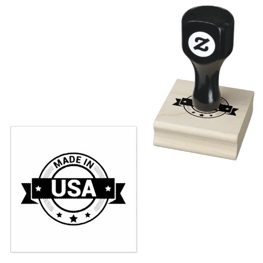 Made In USA Logo Export Import Goods Jet Black Ink ラバースタンプ (押印)
