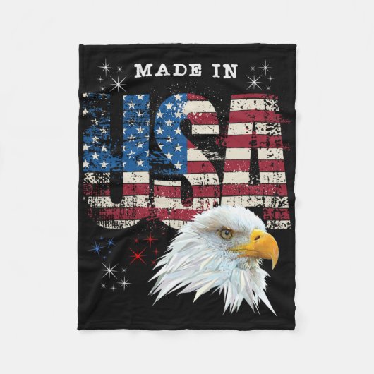 Made In Usa Patriotic American Flag Bald Eagle Ame フリースブランケット (正面)