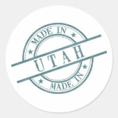 Made in Utah Green Round Rubber Stampロゴ ラウンドシール (正面)